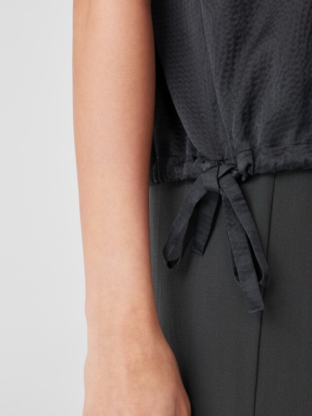 Eileen Fisher Black Silk Cotton Bateau Neck Top | Size Large - Picture 8 of 8